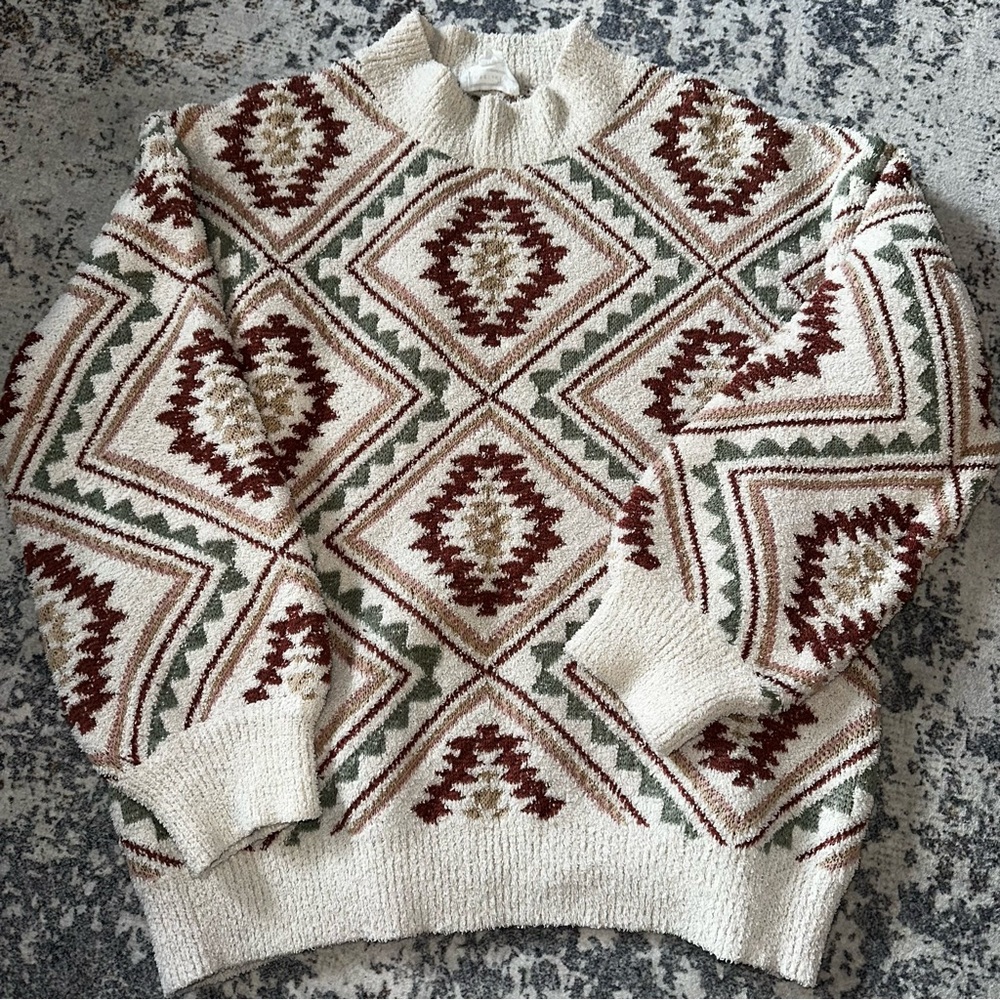 EUC LoveRiche Native print super soft crewneck sweater—Large